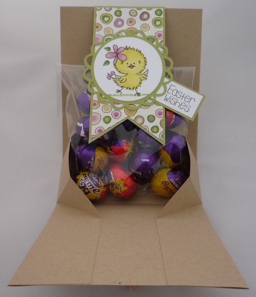 Easter gift bag inside with eggs